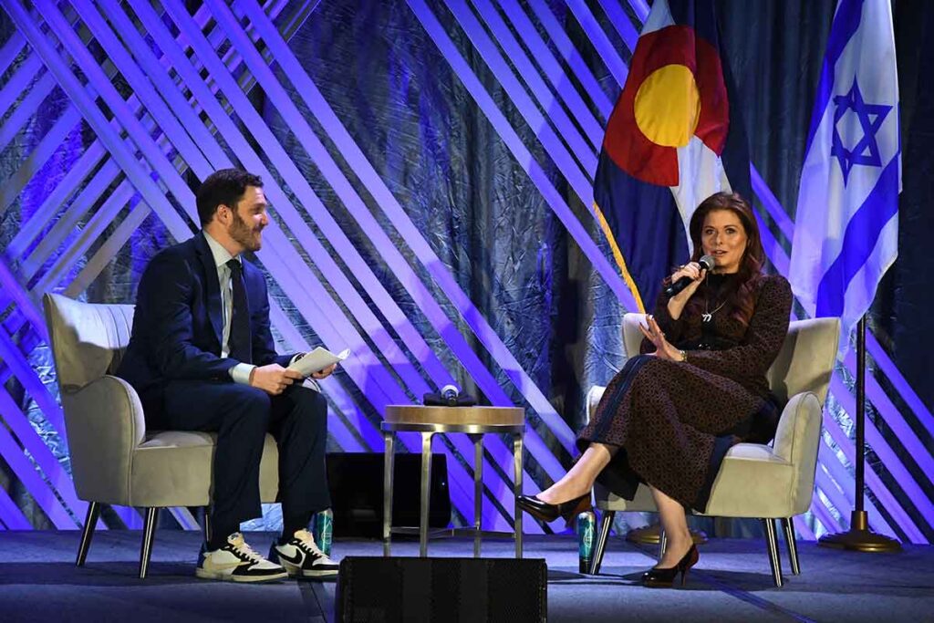 Board Chair Ben Lusher and Debra Messing at 2025 JEWISHcolorado Signature Event