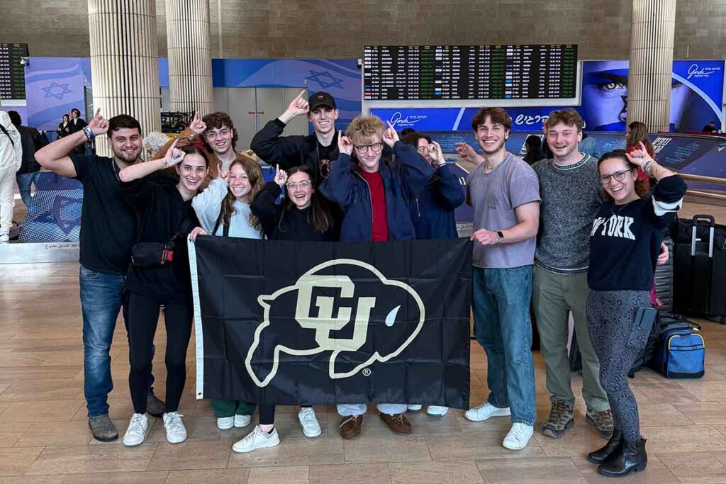 cu boulder hillel students in airport
