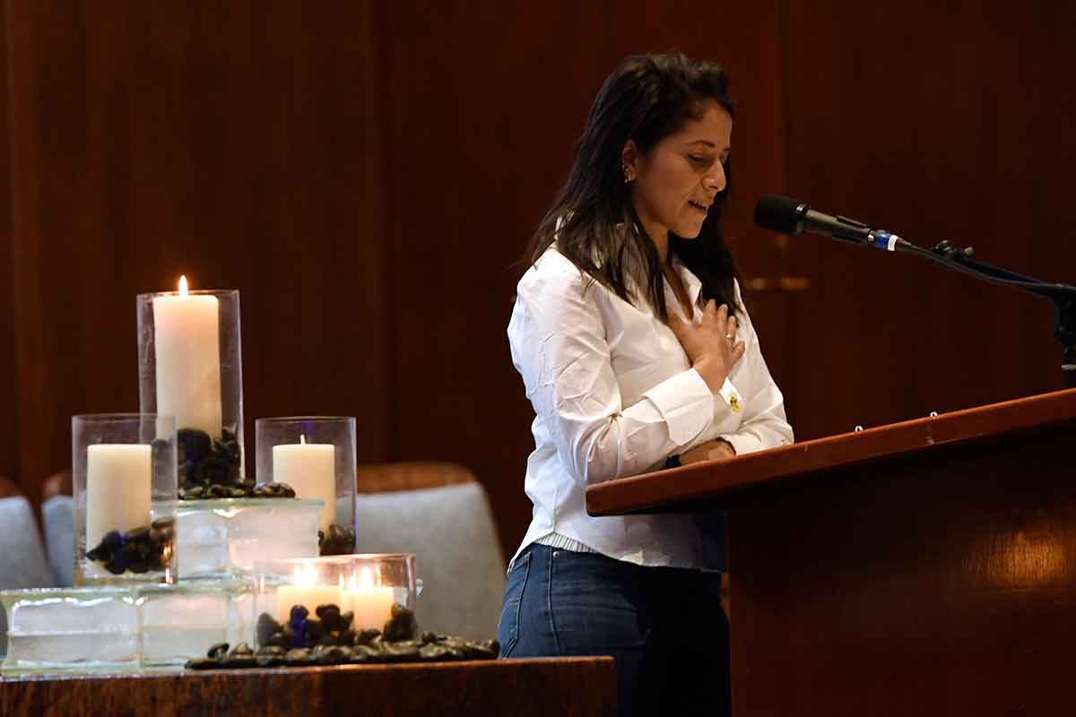 Nelly Ben Tal speaks at Yom HaZikaron 2024