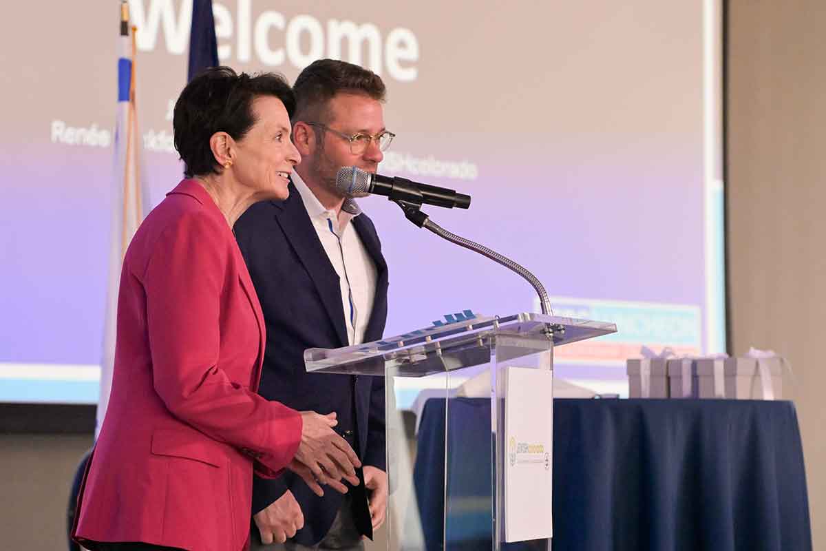 Renee Rockford and Jules Kramer speak at the 2026 JCRC Luncheon